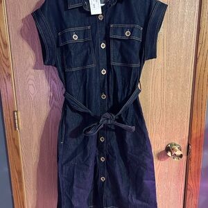 Denim Button-Down Dress